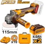INGCO 20V Brushless Cordless Angle Grinder 100mm, 3 Speed (CAGLI2120232) - Image 3