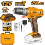 INGCO 12V 25nm Cordless Impact Drill, 10mm Keyless Chuck (CIDLI1228) - Image 4