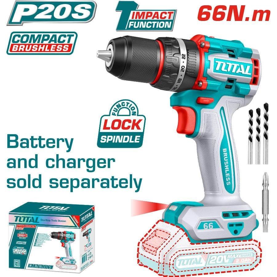 Total 20V , 66 Nm Brushless Cordless Impact Drill
