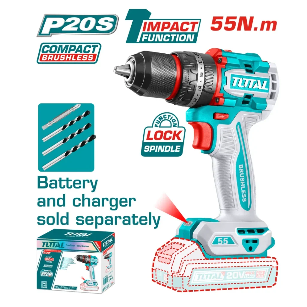 Total 20V 55Nm, Brushless Cordless Drill