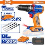 WADFOW 20V,52Nm Brushless Cordless Impact Drill, 13mm Keyless Chuck (WCDP5281) - Image 2