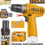 INGCO 12V Cordless Drill 20Nm, 10mm Keyless Chuck (CDLI12456) - Image 6